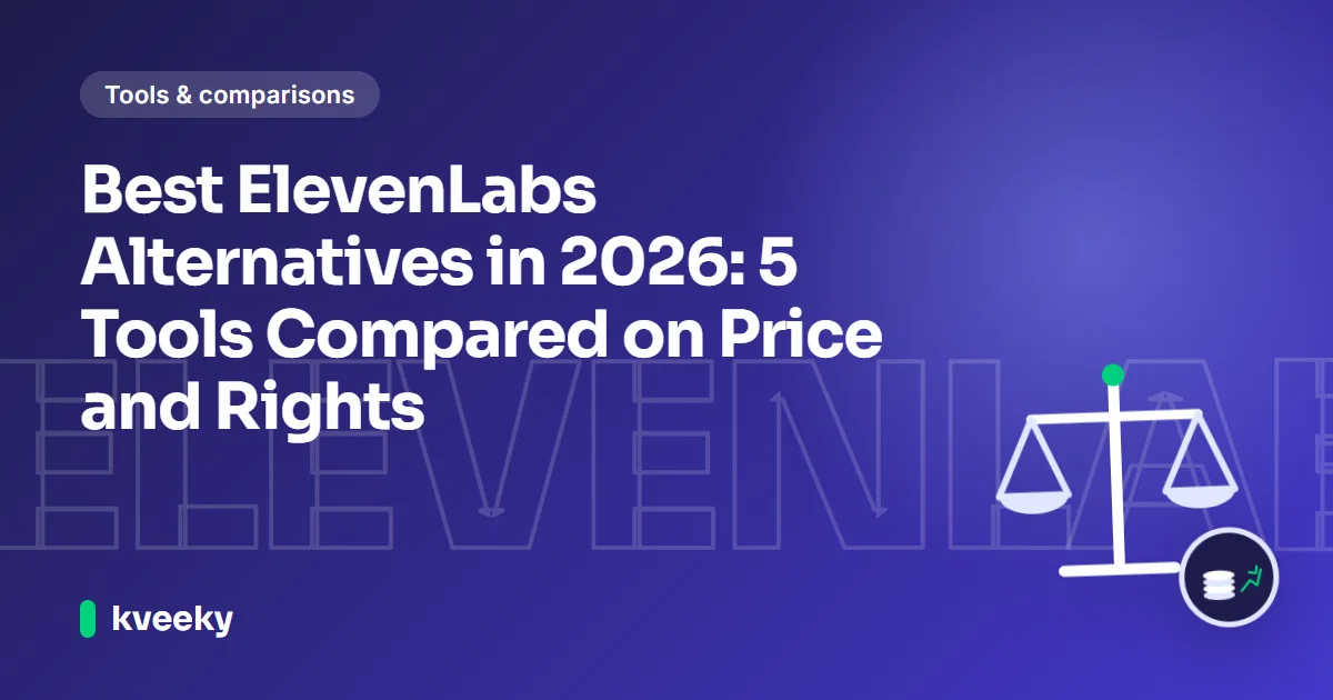 Elevenlabs alternatives: illustration of balance scales for rights and licensing