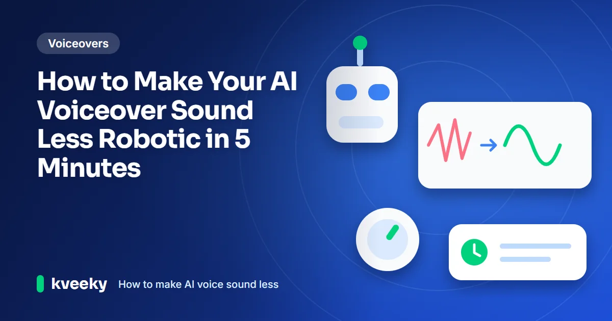 How to make AI: illustration of a boxy robot head, a jagged sound wave smoothing into a curve, a tuning knob and a five-minute timer